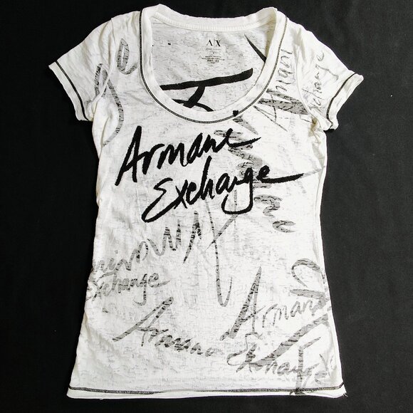 Armani Exchange Women's Small Sheer Top with Beaded Logo Y2K - Picture 1 of 8